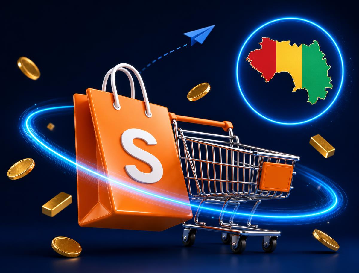 Illustration SmartHubGNConakry : shopping rapide aux couleurs de la Guinée